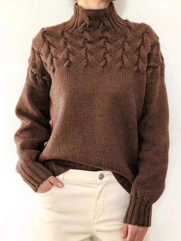 Women's Solid Colour Knitted Cashmere Turtleneck Jumper | Ideal for Winter