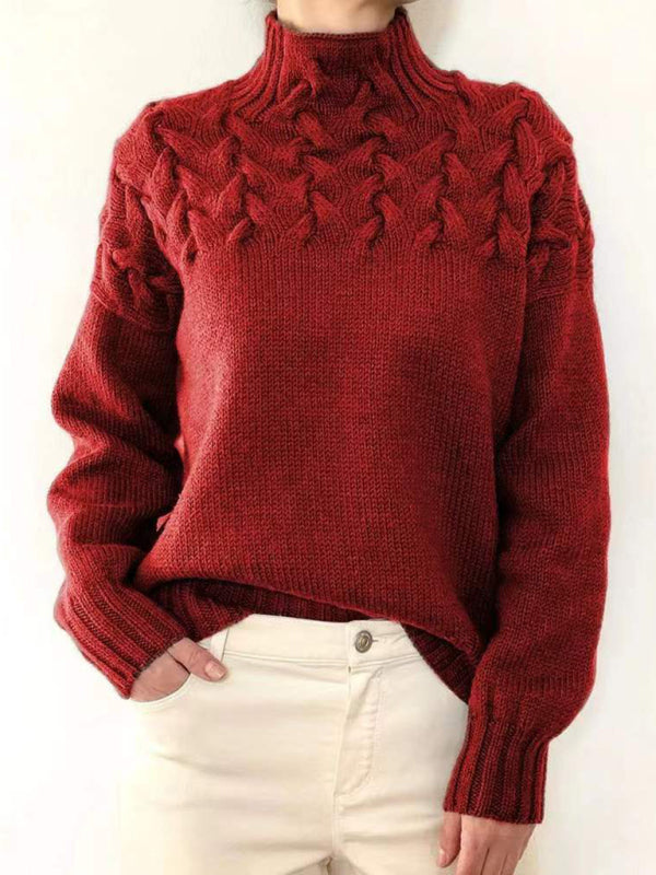 Women's Solid Colour Knitted Cashmere Turtleneck Jumper | Ideal for Winter