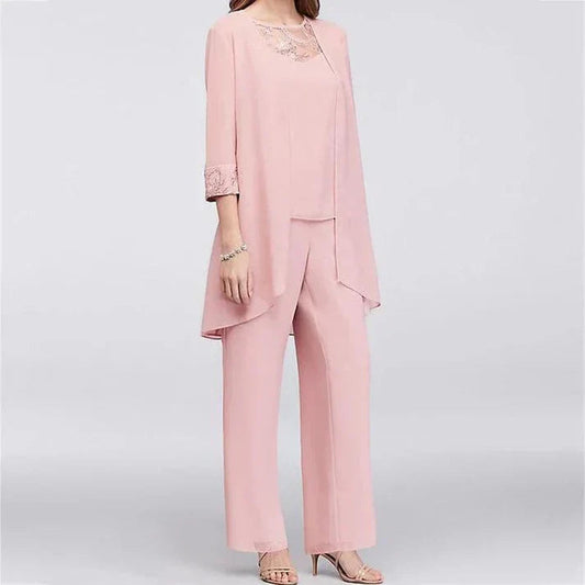 Women's Loose Lace Blouse and Wide Leg Pants Co ords Set | Ideal for Spring/Summer