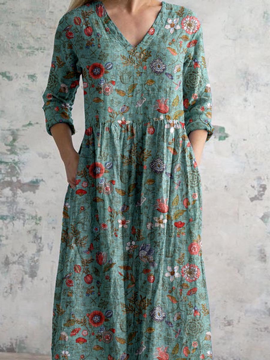 Women's Elegant Lightweight Maxi Dress with Floral Pattern