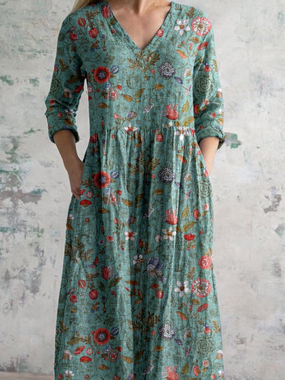 Women's Elegant Lightweight Maxi Dress with Floral Pattern