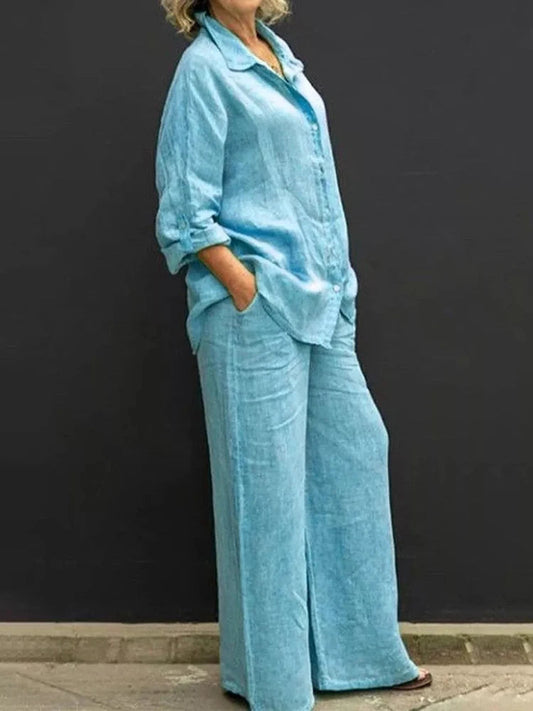 Women's Oversized Urban Long-Sleeve Top and Wide-Leg Pants Co ords Set | Perfect for Casual Days