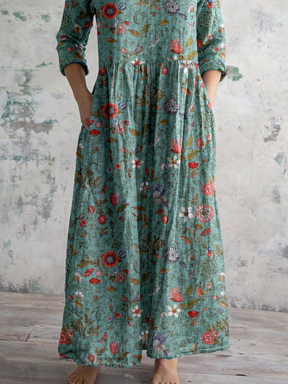 Women's Elegant Lightweight Maxi Dress with Floral Pattern