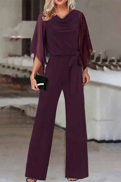 Women's Elegant Solid Color High Waist Laceup Jumpsuit | Ideal for Spring/Summer