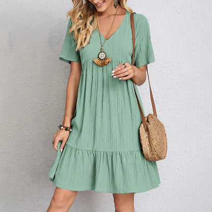 Women's Relaxed Bohemian Casual Dress with Intricate Patterns