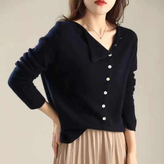 Women's Chic Asymmetrical Button Knitted Cardigan | Ideal for Autumn/Winter
