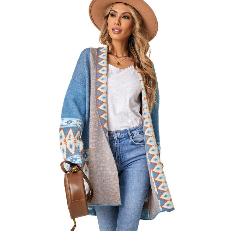 Casual Geo Pattern Wool Knitwear Cardigan for Women | Perfect for Casual Days