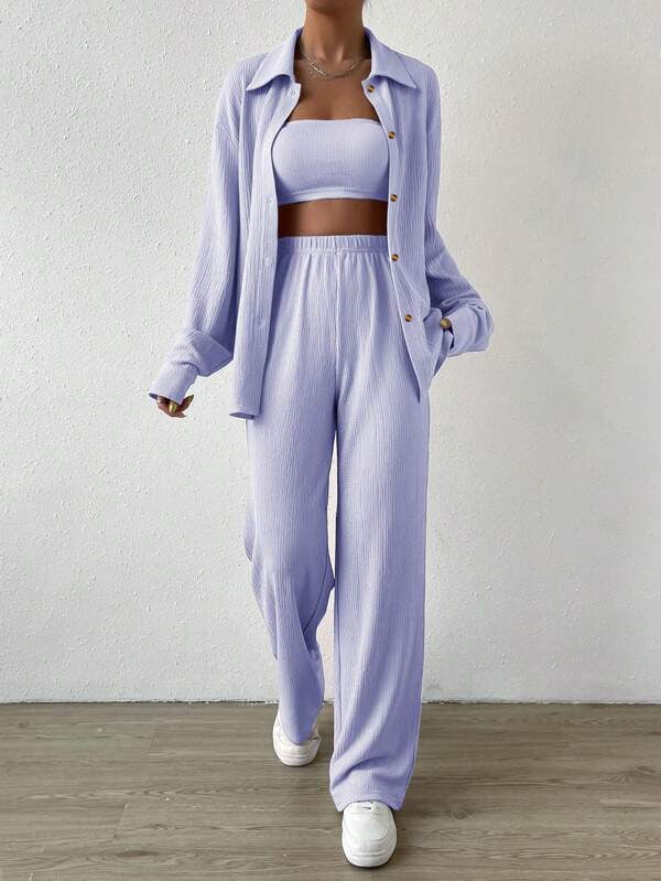 Women's Loose Knitted Sweatshirt and Pants Co ord Set | Perfect for Casual Days