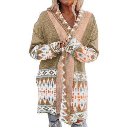 Casual Geo Pattern Wool Knitwear Cardigan for Women | Perfect for Casual Days