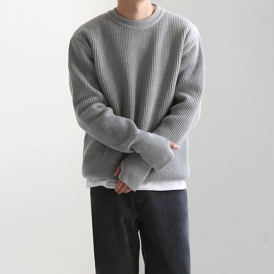 Men's Oversized Heavy Knitted Dark Grey Pullover | Ideal for Autumn/Winter
