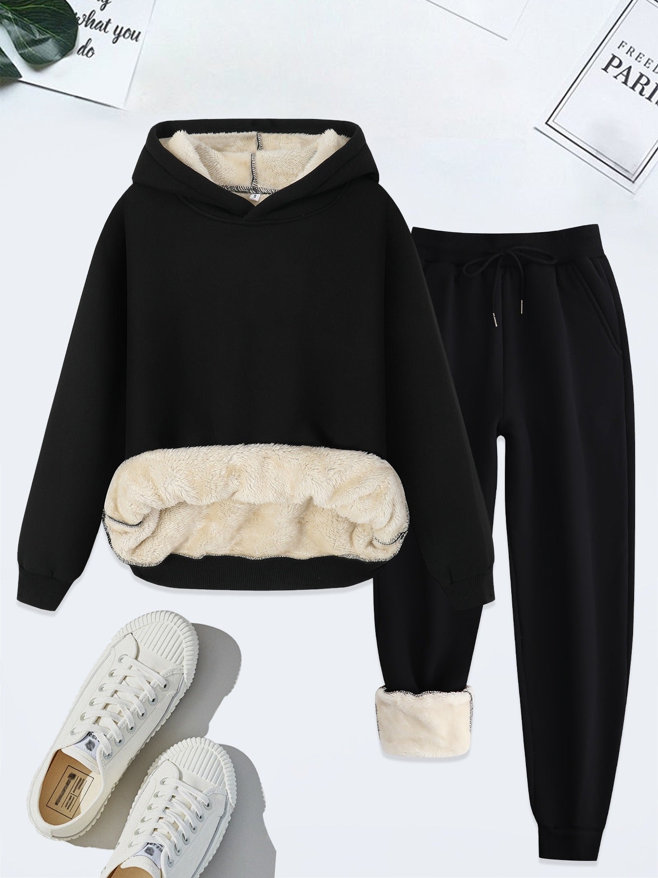 Women's Casual Warm Hooded Sweater & Joggers Tracksuit Set with 'New York' Print | Perfect for Casual Days