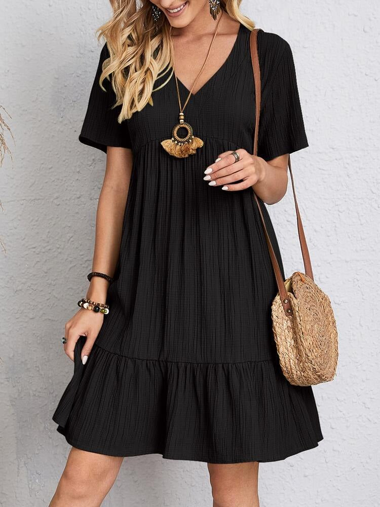 Women's Summer Casual Mini Dress with Elastic Waist | Ideal for Summer