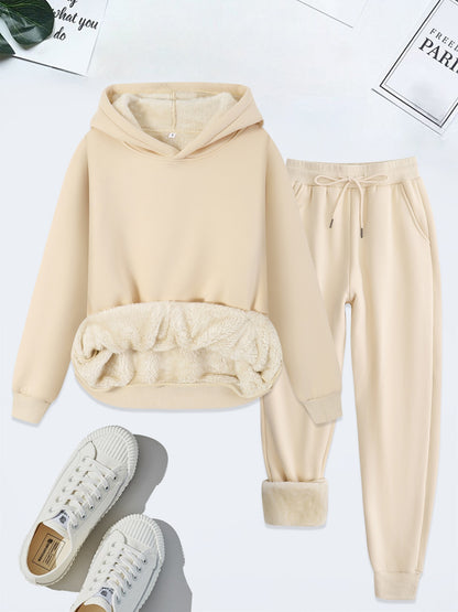 Women's Casual Warm Hooded Sweater & Joggers Tracksuit Set with 'New York' Print | Perfect for Casual Days