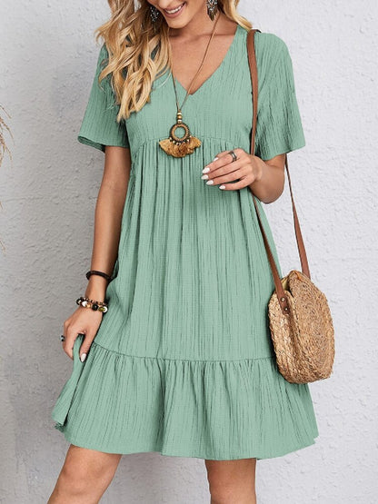 Women's Summer Casual Mini Dress with Elastic Waist | Ideal for Summer