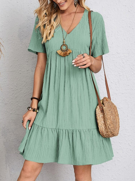 Women's Summer Casual Mini Dress with Elastic Waist | Ideal for Summer
