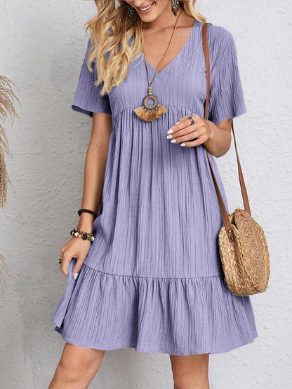 Women's Summer Casual Mini Dress with Elastic Waist | Ideal for Summer