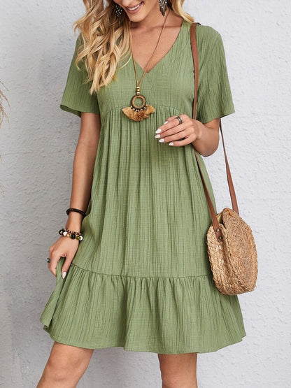 Women's Summer Casual Mini Dress with Elastic Waist | Ideal for Summer