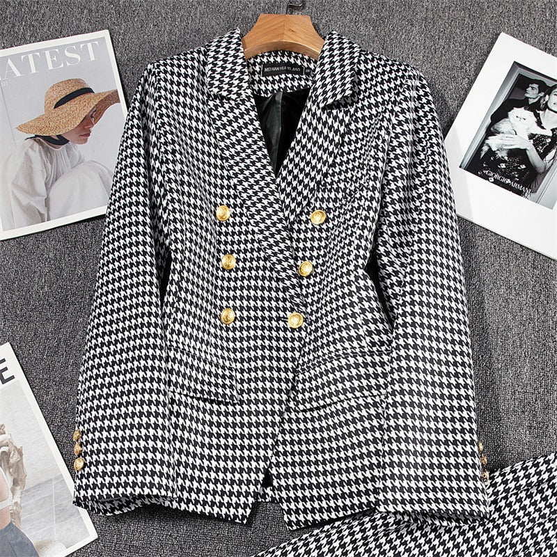 Women's Tweed Blazer Coat with Buttons and Pockets | Perfect for Casual days
