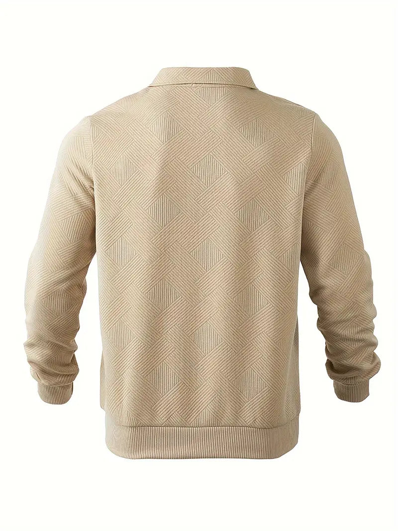Men's Quarter Zip Jumper with Collar and Geometric Pattern | Ideal for Winter
