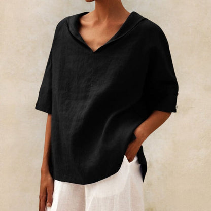 Variant image for Women's Casual Lightweight Linen Shirt with V-Neck Design-37