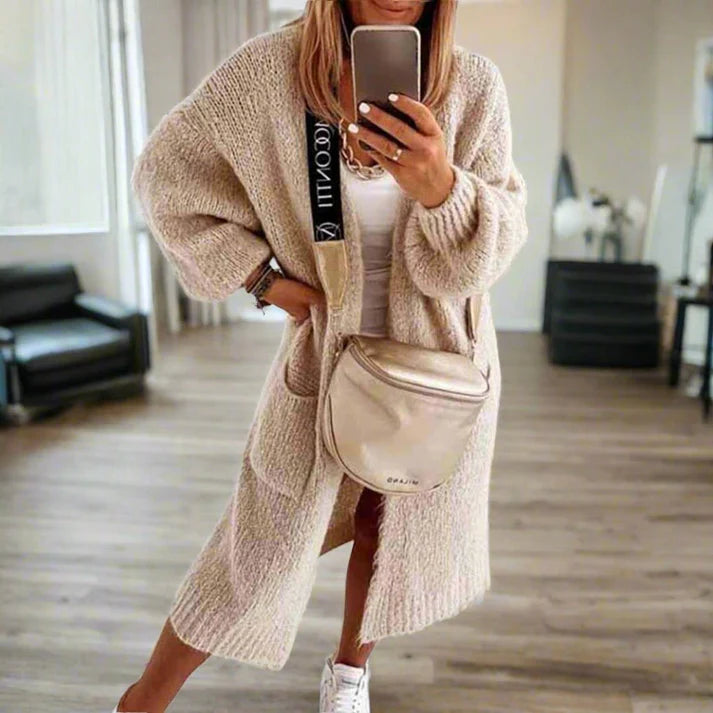 Women's Casual Soft Solid Colour Long Sleeve Cardigan | Ideal for Autumn/Winter