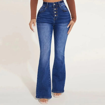 Women's Casual Rugged High-Waist Flare Jeans | Perfect for Casual days