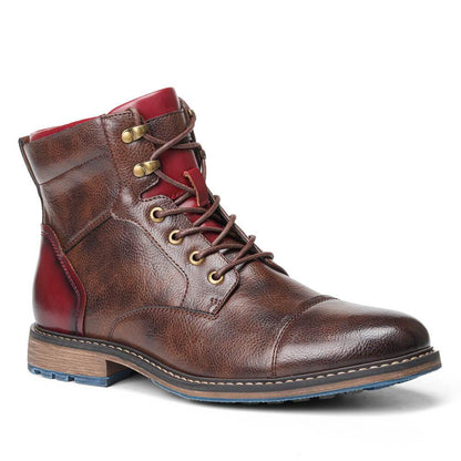 Men's Classic Elegant Leather Oxford Boots with Cushioned Insoles
