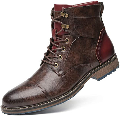 Men's Classic Elegant Leather Oxford Boots with Cushioned Insoles