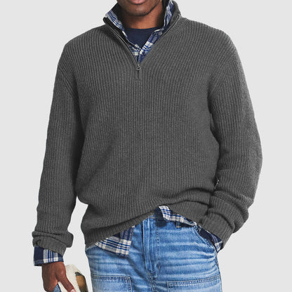 Men's Warm Half-zip Knitted Jumper | Ideal for Wiinter