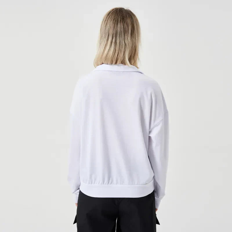 Women's Trendy Cropped Sweater with Half-Zip Design