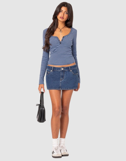 Women's Elegant Striped Long Sleeve Top with Comfortable Fit