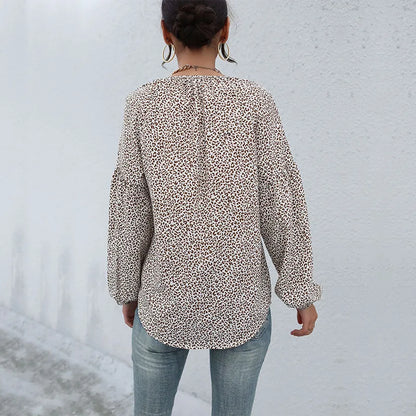Women's Stylish Soft Fabric Loose-Fit Shirt with Leopard Print