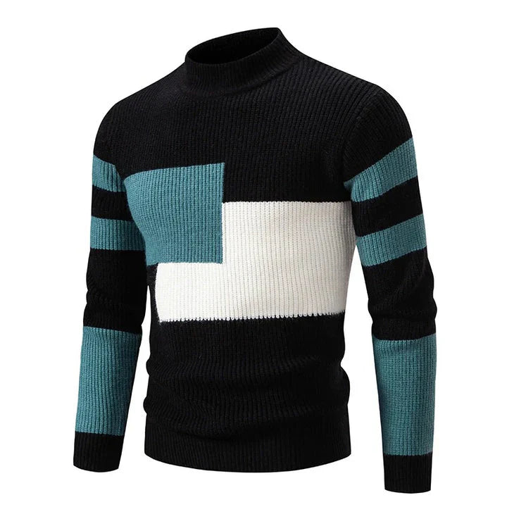 Men's Cozy Block Color Knittted Jumper | Ideal for Winter