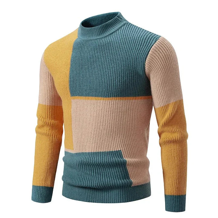 Men's Cozy Block Color Knittted Jumper | Ideal for Winter