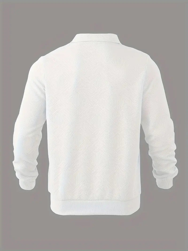 Men's Quarter Zip Jumper with Collar and Geometric Pattern | Ideal for Winter