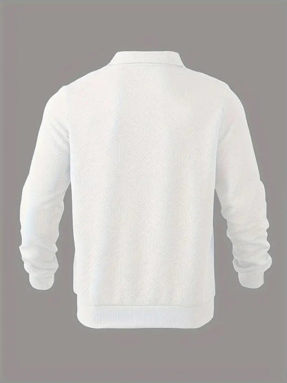 Men's Quarter Zip Jumper with Collar and Geometric Pattern | Ideal for Winter