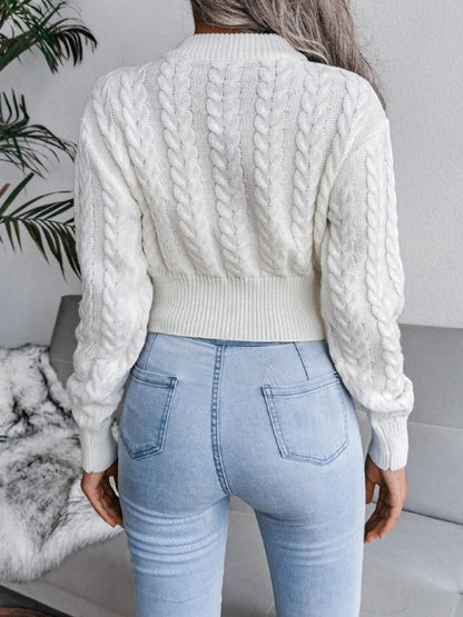 Women's Classic Cropped Cable Knit Jumper | Ideal for Winter