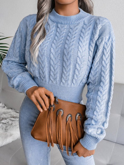 Women's Classic Cropped Cable Knit Jumper | Ideal for Winter