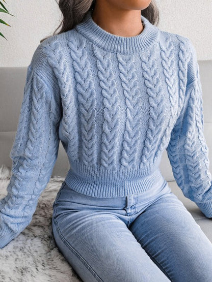 Women's Classic Cropped Cable Knit Jumper | Ideal for Winter