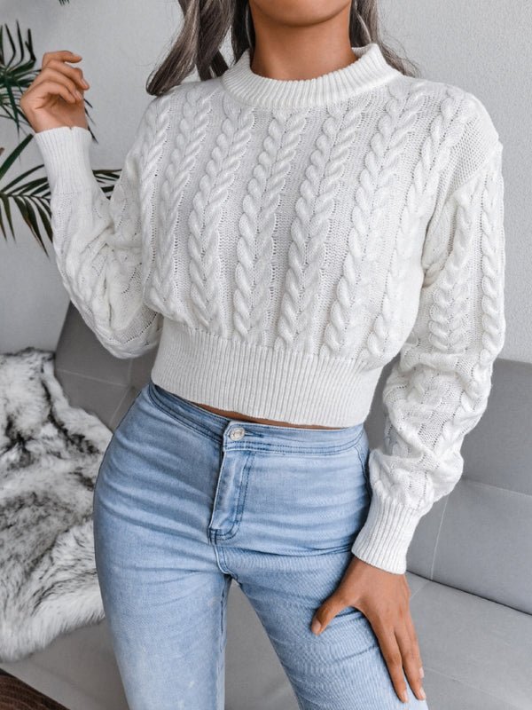 Women's Classic Cropped Cable Knit Jumper | Ideal for Winter