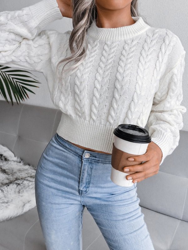 Women's Classic Cropped Cable Knit Jumper | Ideal for Winter