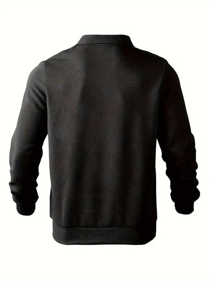 Men's Quarter Zip Jumper with Collar and Geometric Pattern | Ideal for Winter